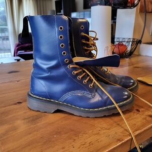 Vintage Blue Dr Martens 10 Eyelet Boots